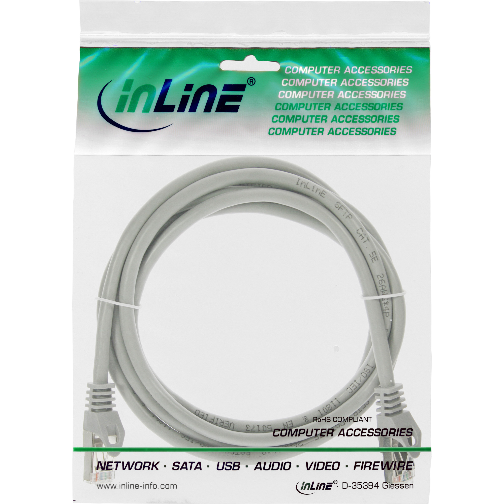 InLine Patchkabel - SF/UTP - Cat.5e - grau - 0,5m