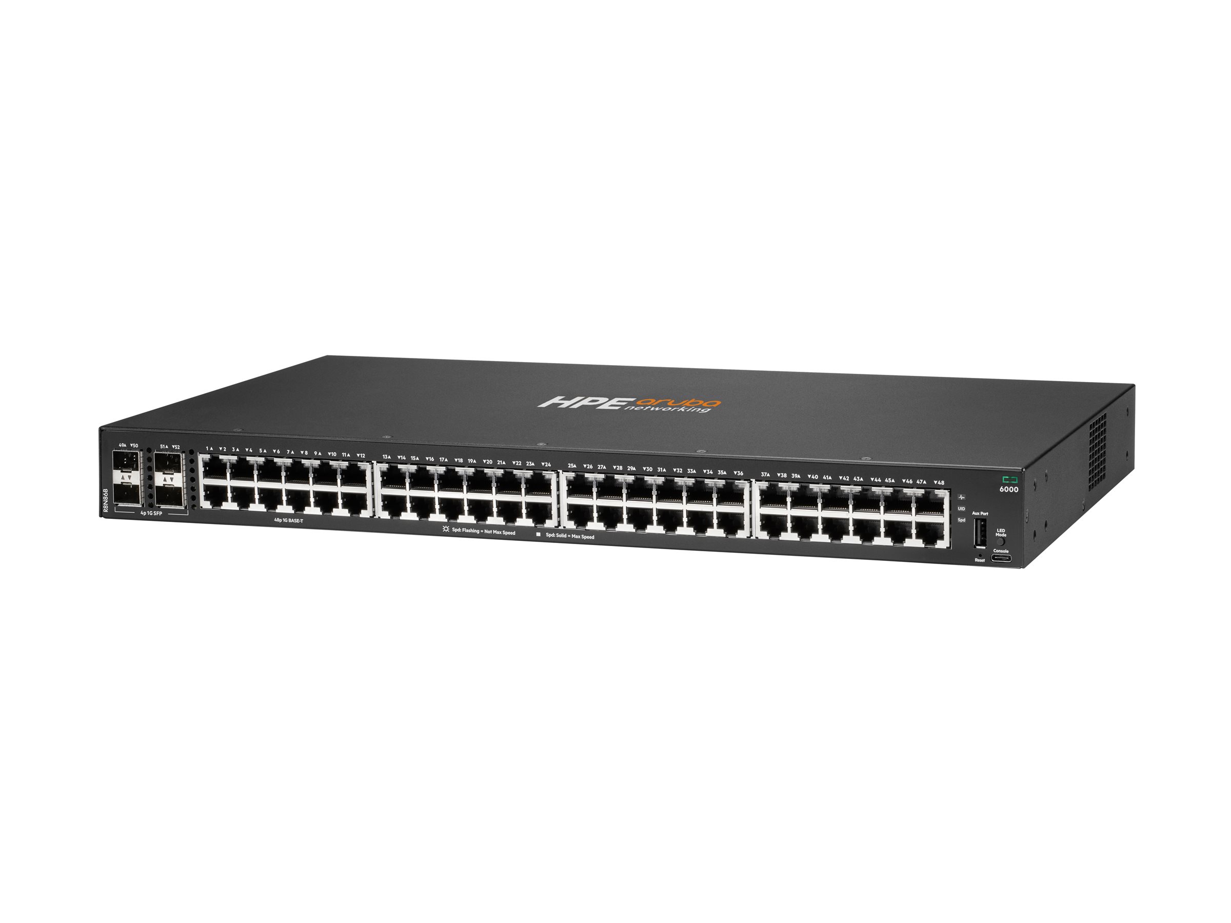 HPE Aruba Networking CX 6000 48p 10M/100M/1G 4p SFP 1G Switch, Managed, L2/L3, Gigabit Ethernet (10/100/1000), Rack-Einbau, 1U