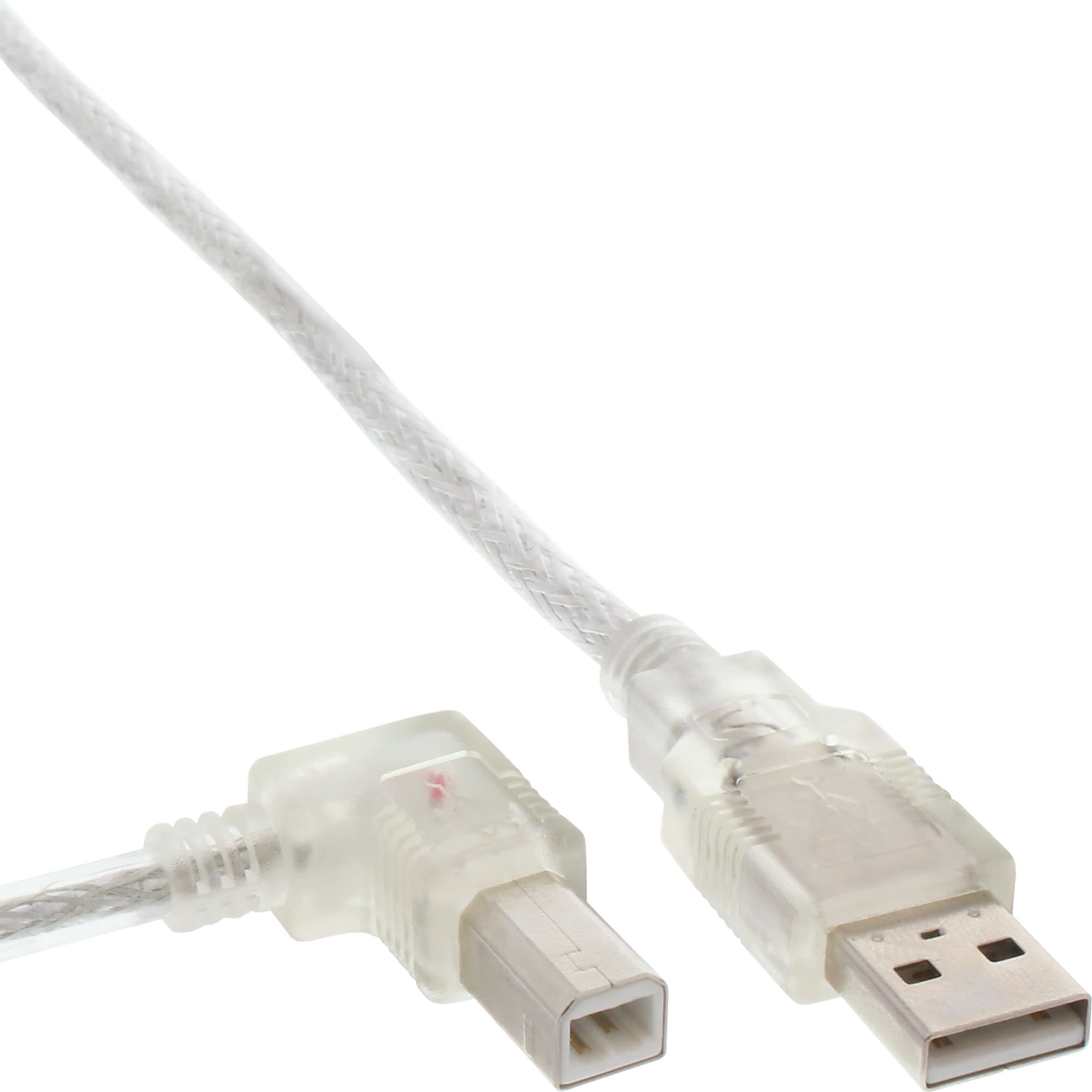 InLine USB 2.0 Kabel - A an B links abgewinkelt - transparent - 3m