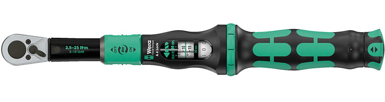 Wera 05075691001, Klick-Drehmomentschlüssel, Nm, Mechanisch, 2,5 - 25 Nm, Schwarz, Grün, 330 mm