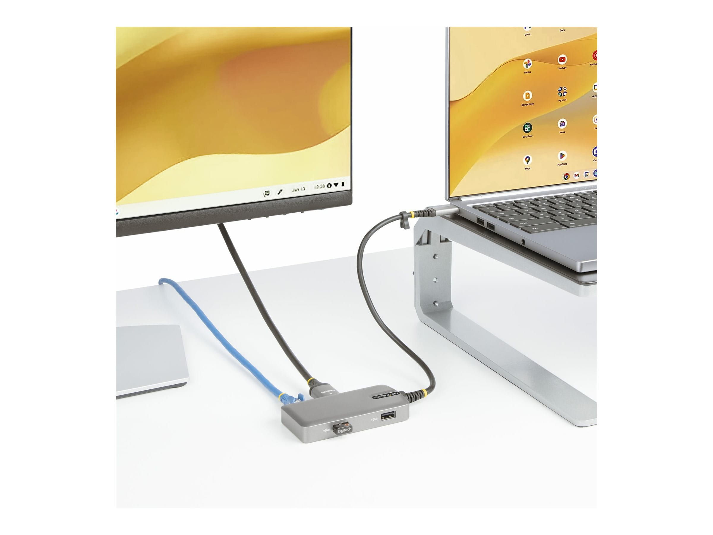 StarTech.com USB-C Multiport Adapter, 4K 60Hz HDMI w/HDR, 2-Port 5Gbps USB 3.0 Hub, 100W Power Delivery Pass-Through, GbE, USB Type C Mini Docking Station, Works with Chromebook certified - Windows, macOS (103B-USBC-MULTIPORT)