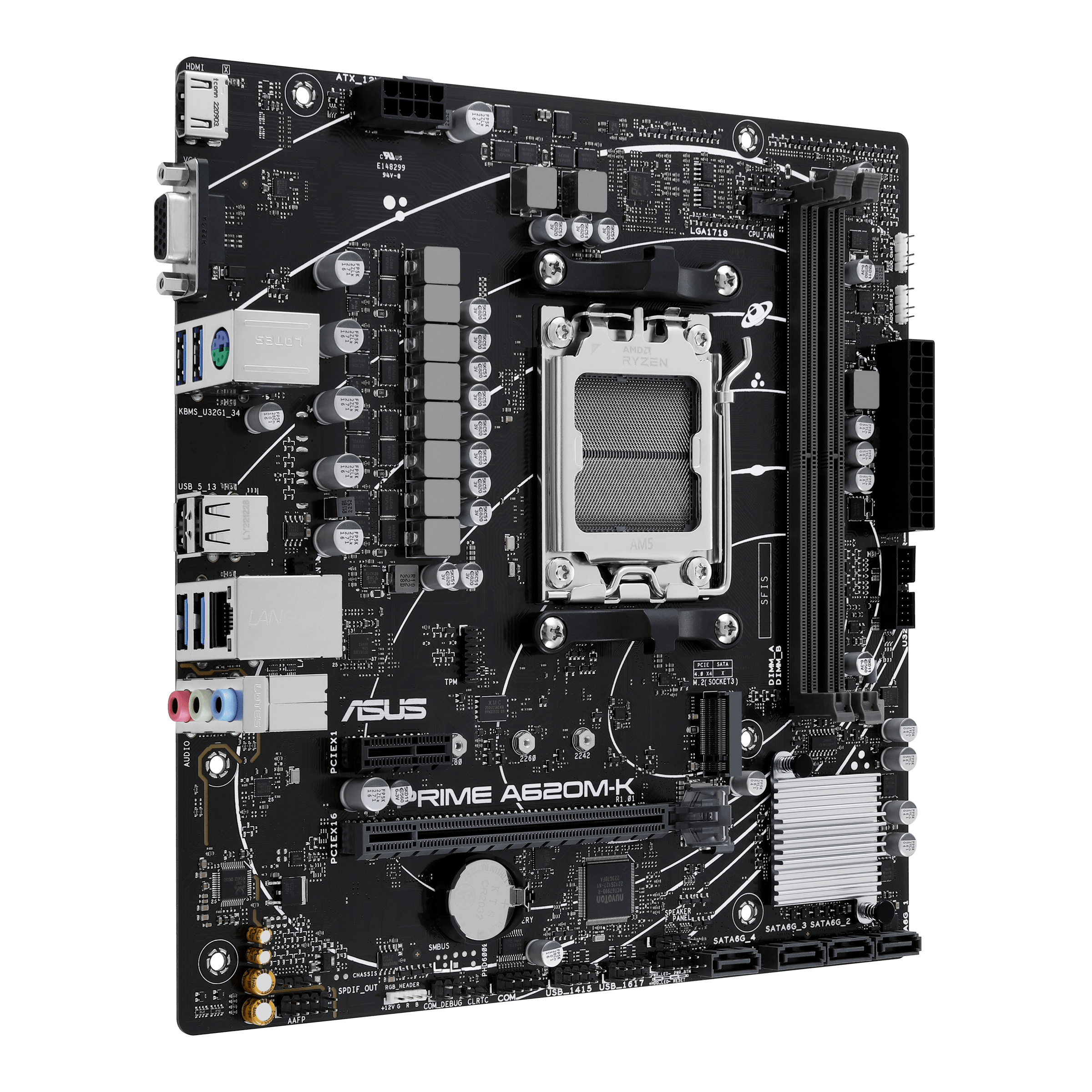 ASUS PRIME A620M-K - Motherboard - micro ATX - Socket AM5 - AMD A620 Chipsatz - USB 3.2 Gen 1 - Gigabit LAN - Onboard-Grafik (CPU erforderlich)