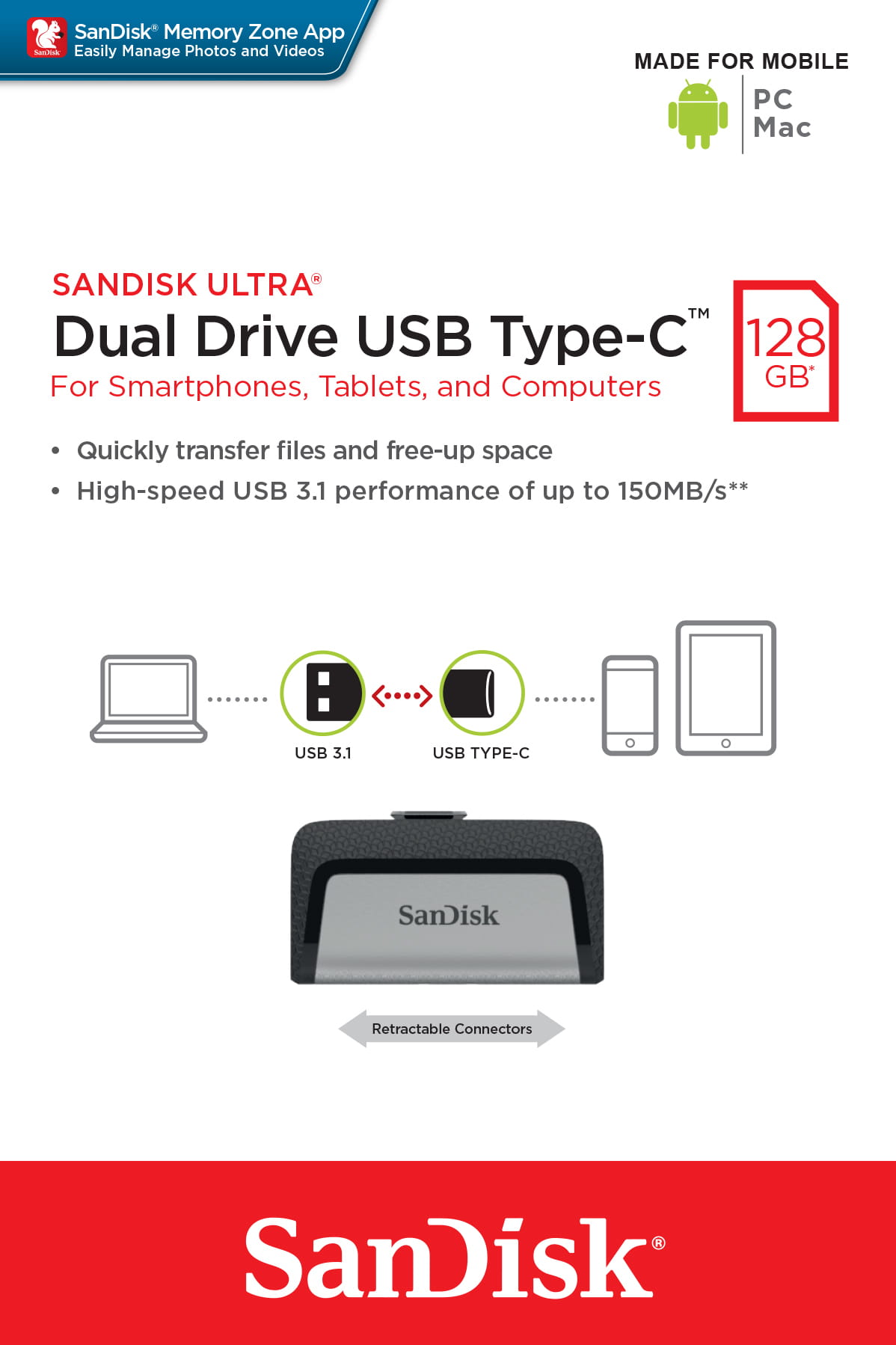 SanDisk Ultra Dual - USB-Flash-Laufwerk - 128