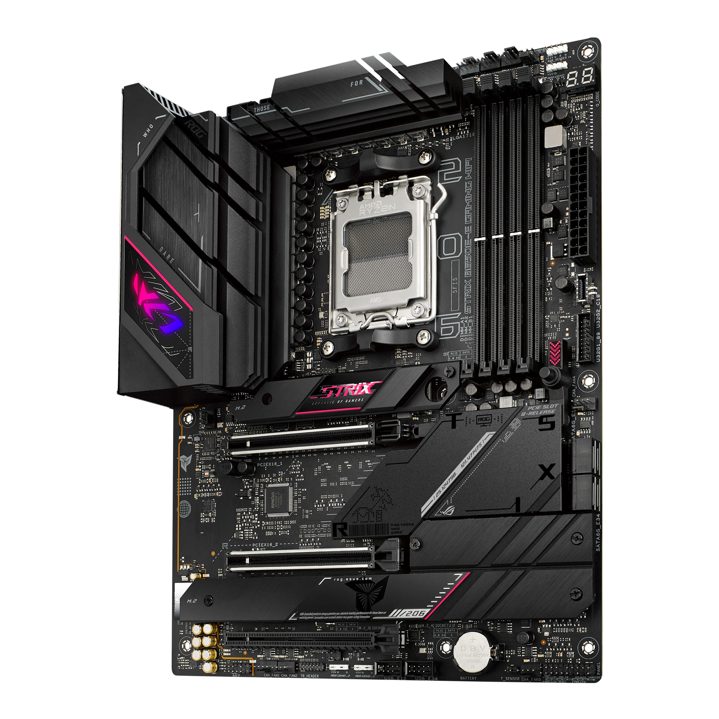 ASUS ROG Strix B650E-E Gaming WiFi - Motherboard - ATX - Socket AM5 - AMD B650 Chipsatz - USB-C 3.2 Gen 2x2, USB-C 3.2 Gen2, USB 3.2 Gen 2, USB 3.2 Gen 1 - 2.5 Gigabit LAN, Wi-Fi 6, Bluetooth - Onboard-Grafik (CPU erforderlich)