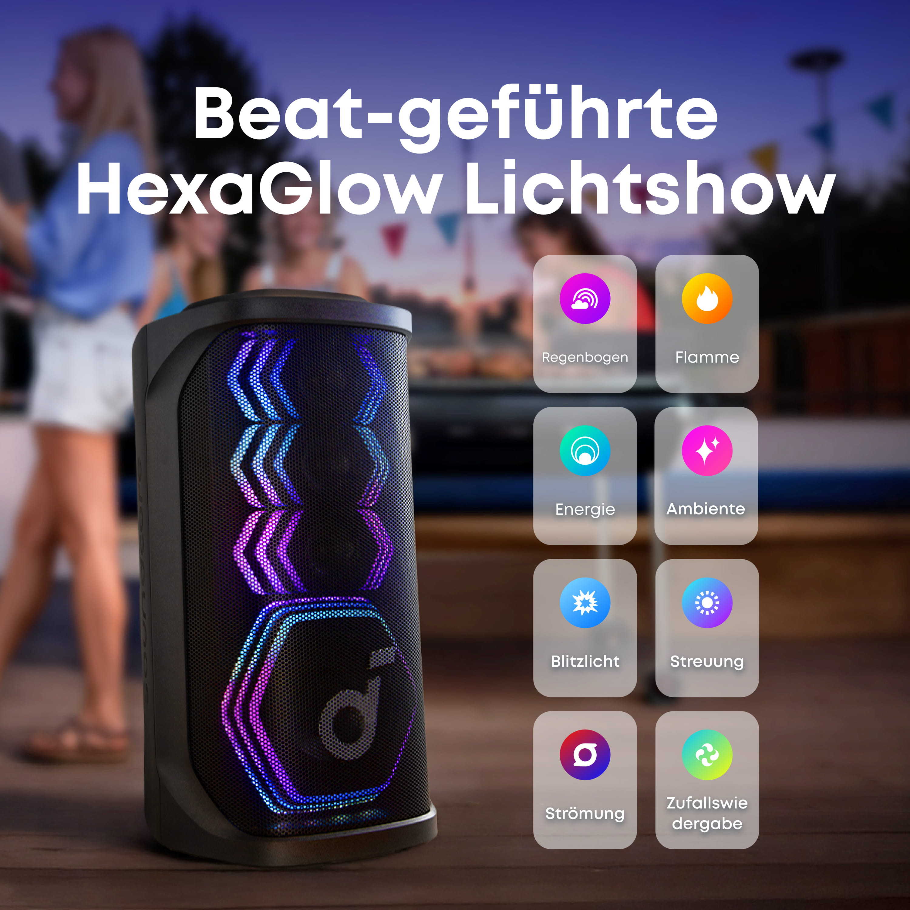 Anker Innovations Soundcore Rave 3S, 16,5 cm (6.5"), 16,5 cm, 200 W, Kabellos, Party Lautsprecher, Schwarz