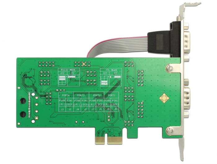 Delock PCI Express Card > 3 x Serial RS-232 + 1 x TTL 3.3 V / RS-232 with Voltage Supply - Serieller Adapter - PCI Express x1 Low-Profile - RS-232 x 3 + RS-232 (TTL)