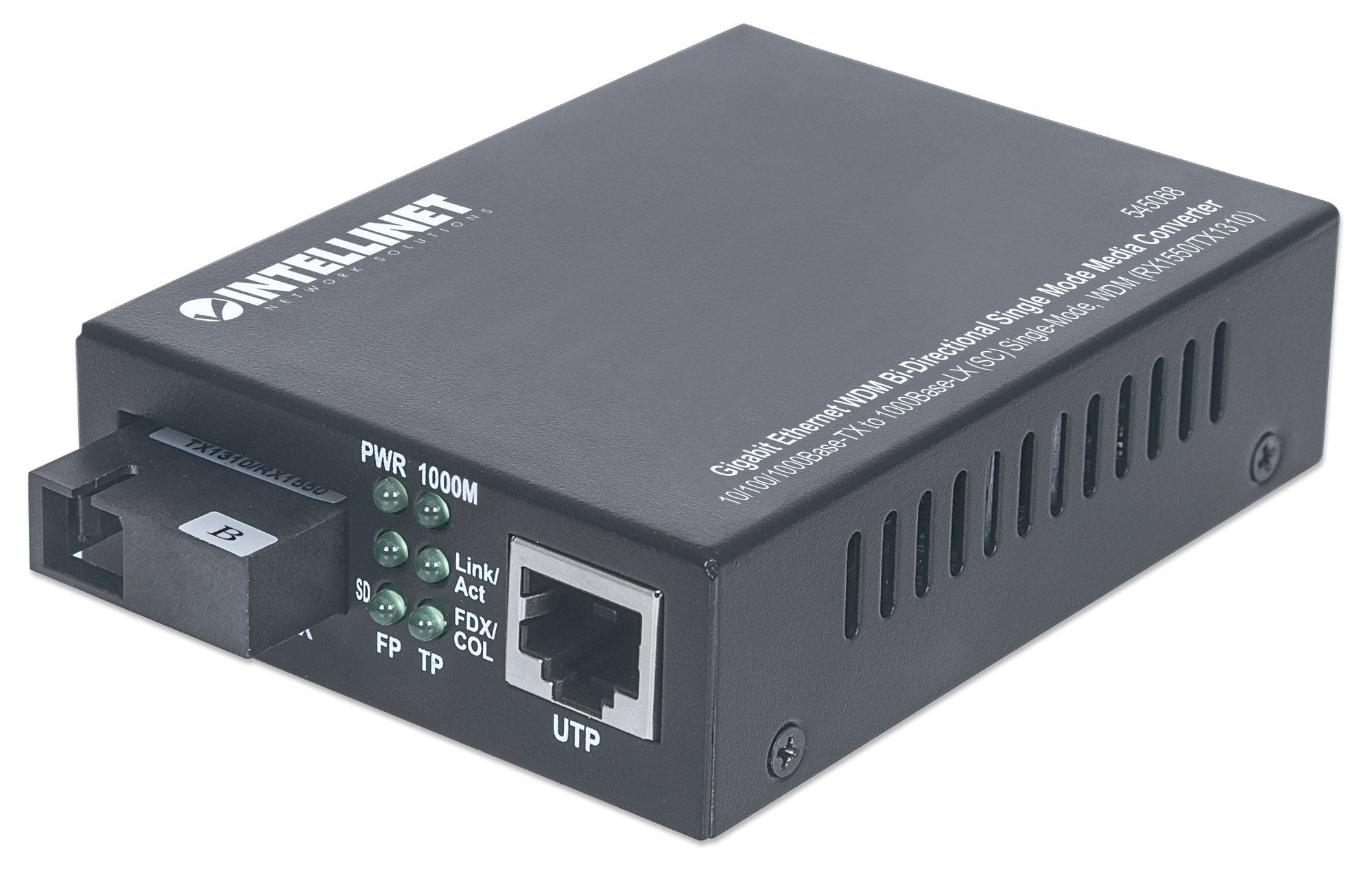 Intellinet Gigabit Ethernet WDM Bi-Directional Single Mode Media Converter, 10/100/1000Base-Tx to 1000Base-Lx (SC)