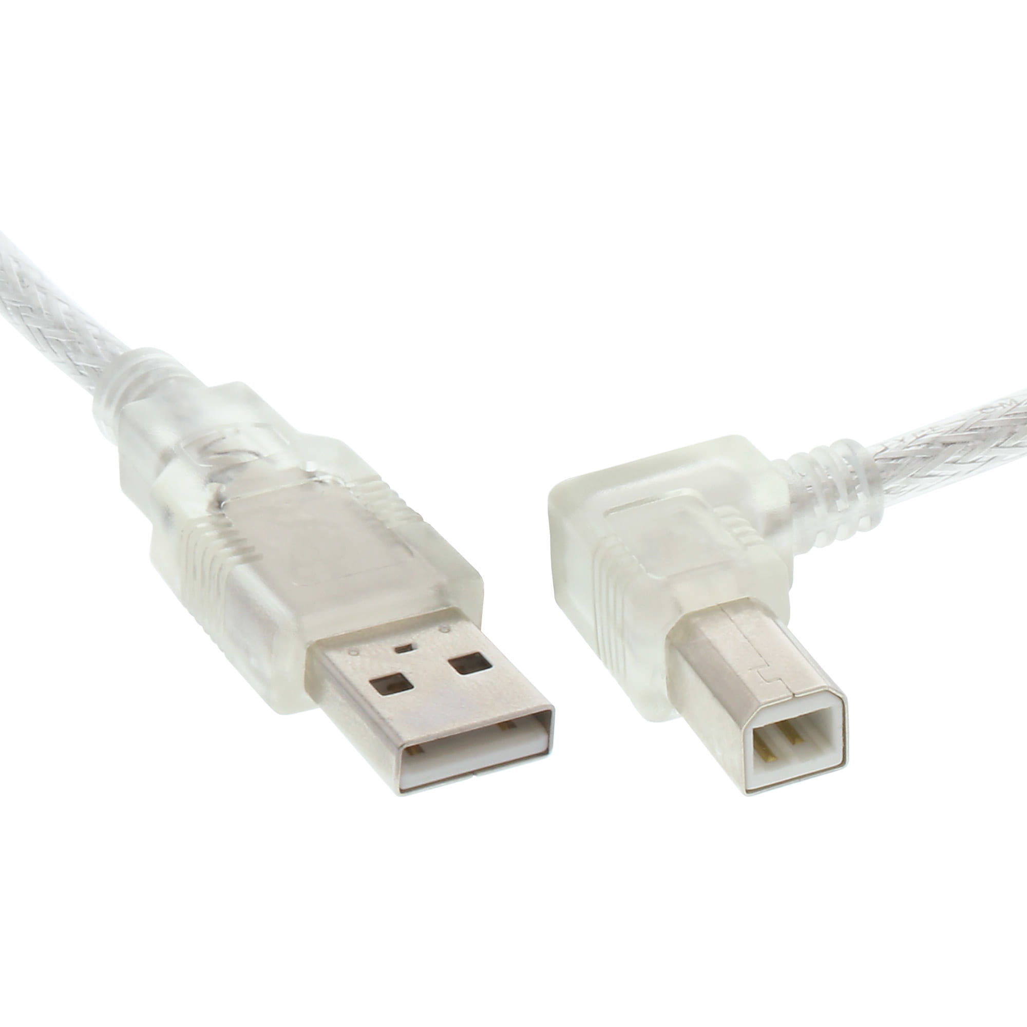 InLine USB 2.0 Kabel - A an B rechts abgewinkelt - transparent - 2m