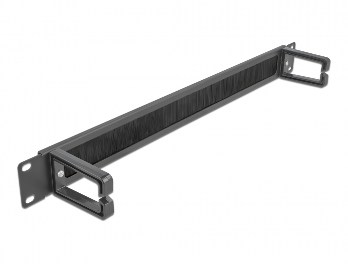 Delock Cable Management Brush Strip with 2 hooks - Kabelführungspanel mit Bürste - Schwarz - 1U - 48.3 cm (19")