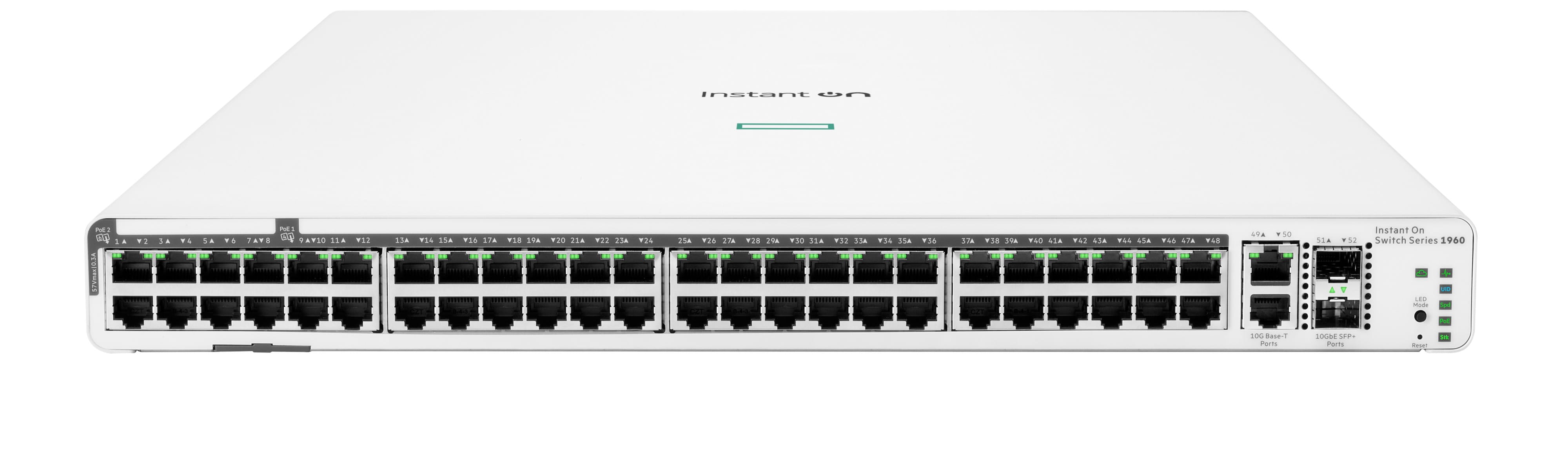 HPE Networking Instant On 1960 48G 40p Class4 8p Class6 PoE 2XGT 2SFP+ 600W Switch - Switch - managed - 48 x 10/100/1000 + 2 x 10 Gigabit SFP+ + 2 x 100/1000/10GBase-T - an Rack montierbar - PoE (600 W)