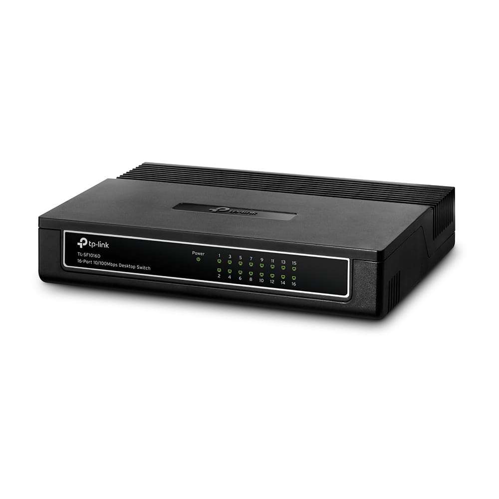 TP-LINK 16-Port-Gigabit-Switch, Unmanaged, Fast Ethernet (10/100), Vollduplex, Rack-Einbau, Wandmontage