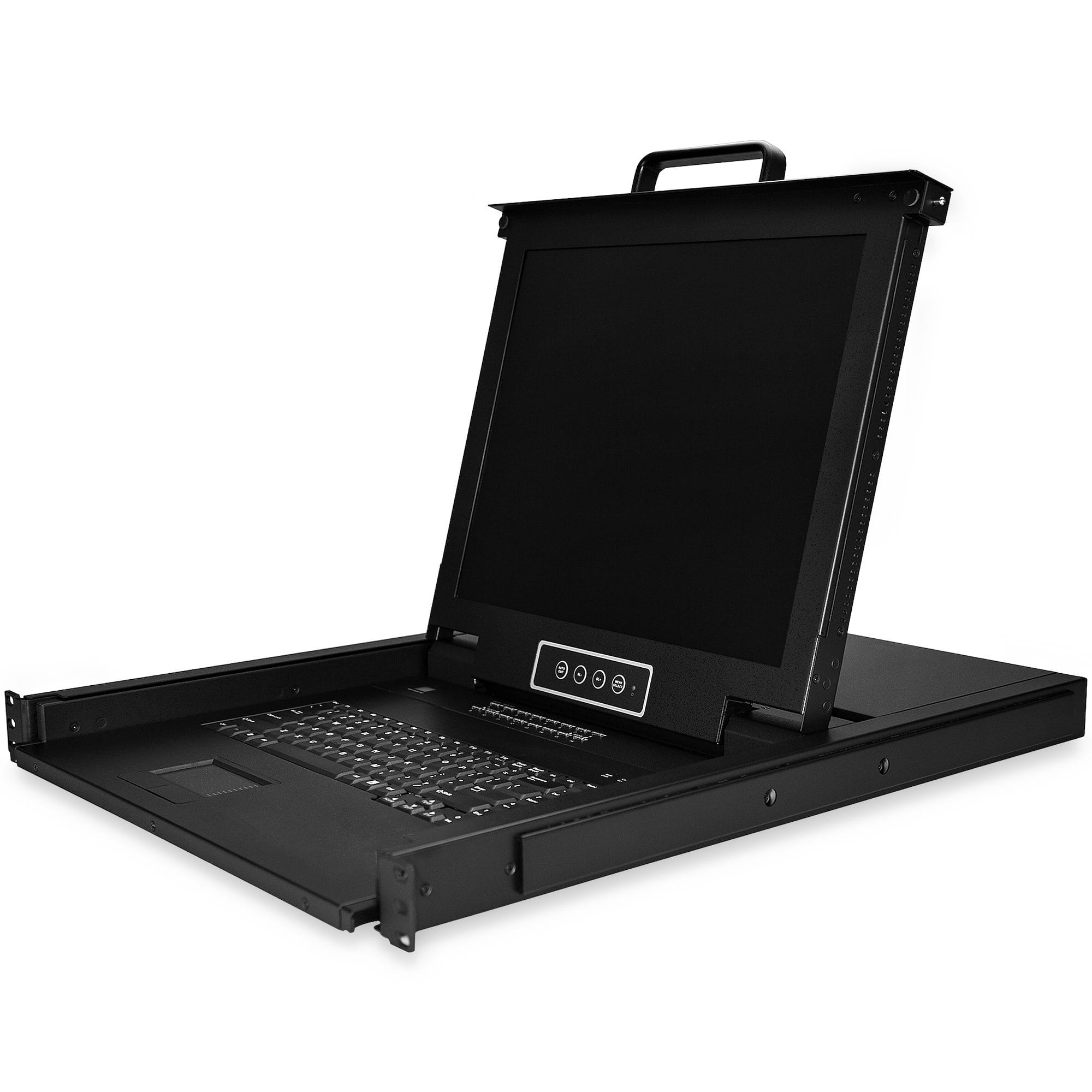 StarTech.com 16 Port Rack KVM Konsole mit 1,8 m Kabeln - US Tastatur(QWERTY), Integrierter KVM Switch mit 17" LCD Monitor - 1HE LCD KVM Konsole - OSD KVM - 50.000 MTBF - USB + VGA(RKCONS1716K) - KVM-Konsole mit KVM-Switch - 16 Anschlüsse - PS/2, USB - 4