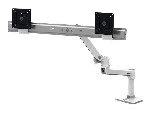 Ergotron LX Dual Direct Arm - Befestigungskit (Gelenkarm, 2 Drehgelenke, Befestigungsteile, Arm für zwei Bildschirme, 7"-Säule, Verlängerungsteil, Unterbau, C-Klemme)
