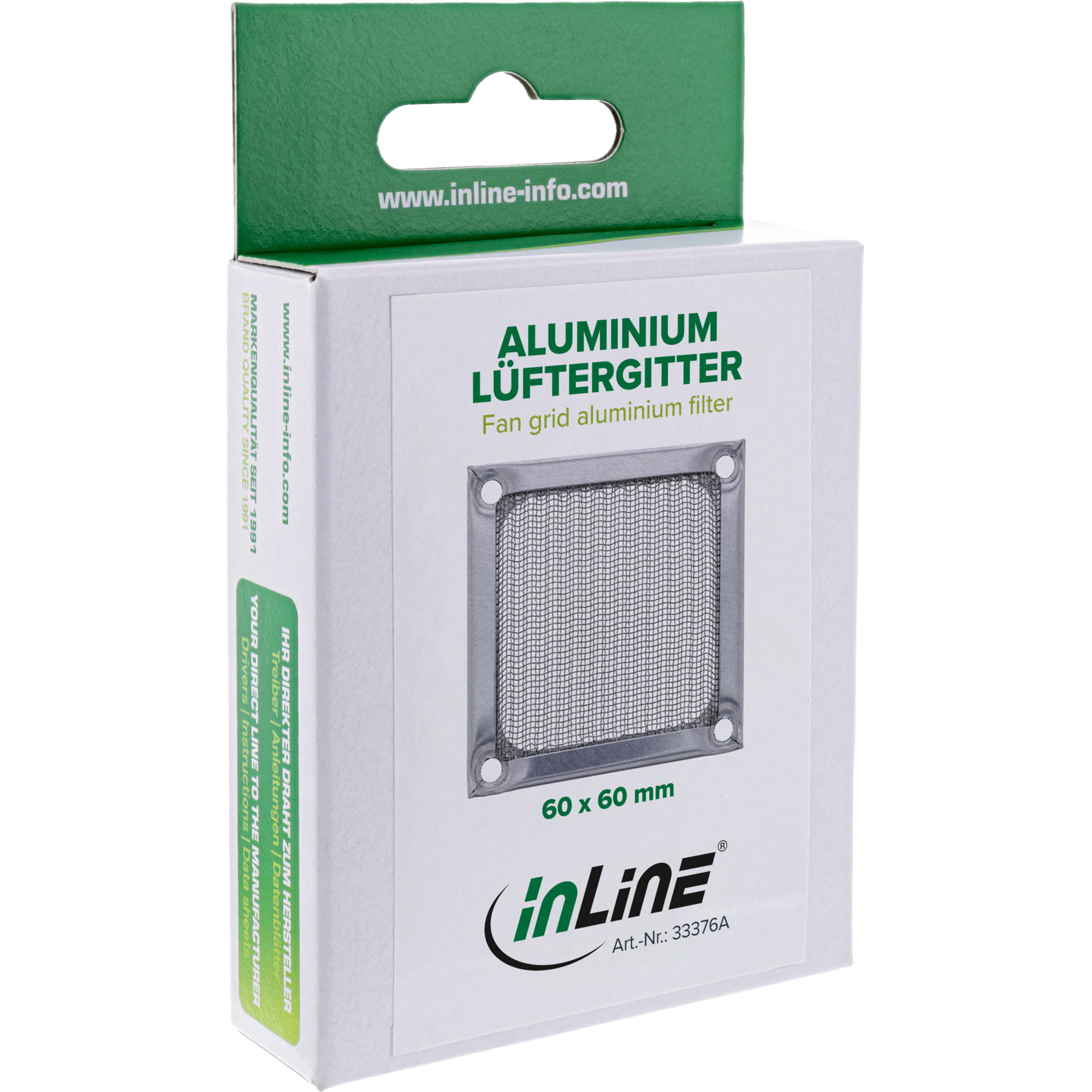 InLine Lüftergitter - Aluminium Filter - 60x60mm