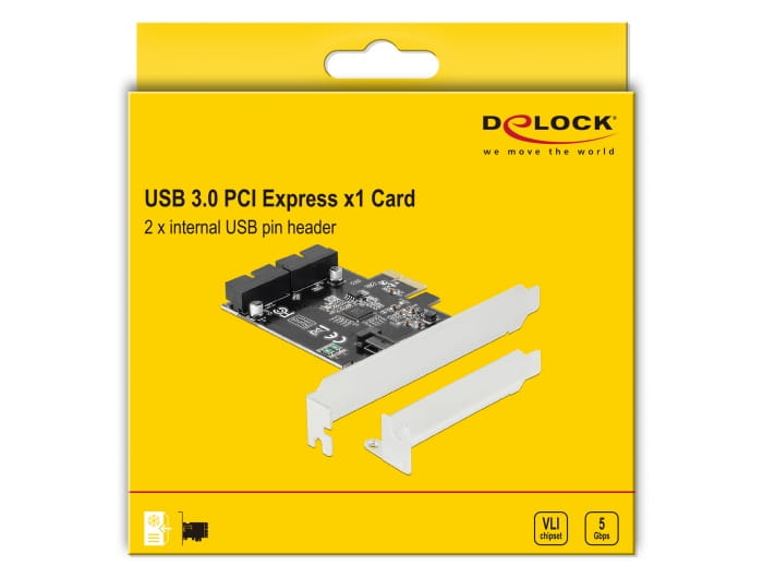 Delock PCI Express Card to 2 x internal USB 3.0 Pin Header - USB-Adapter - PCIe 2.0 - USB 3.0 (intern)