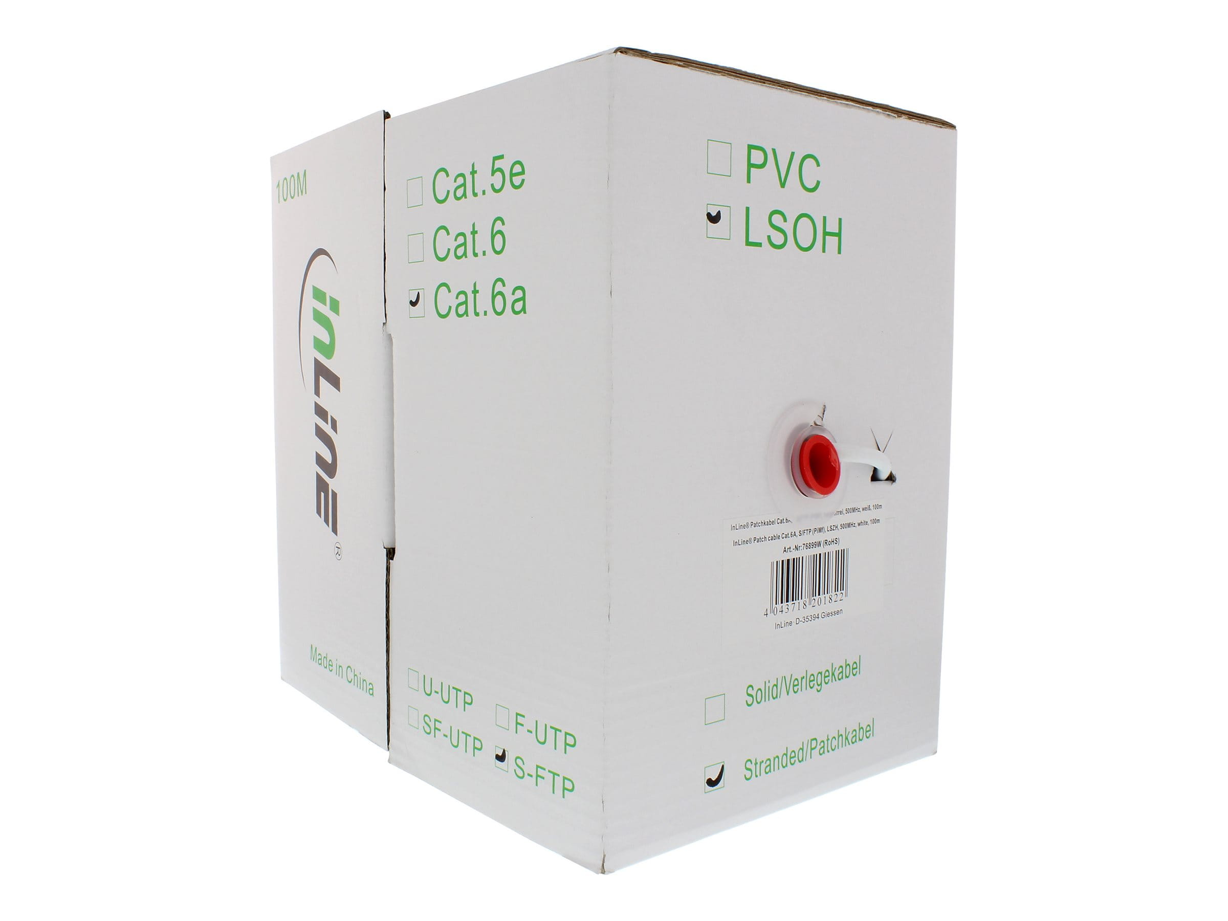 InLine Patchkab. - S/FTP (PiMf) - Cat.6A - 500MHz - halogenfrei - Kupfer - weiß - 100m