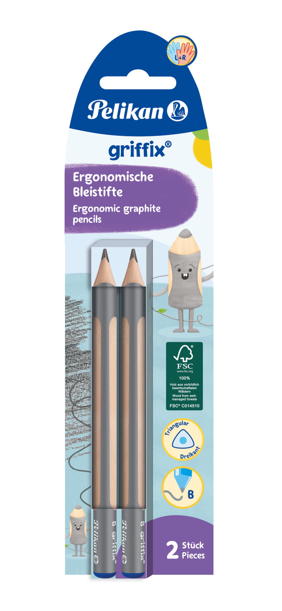 Pelikan 817028, B, Beige, Grau, Dreieckig, 3,5 mm, 140 mm, 2 Stück(e)