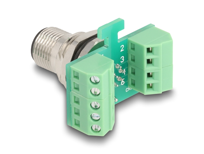Delock Netzwerkadapter - 8-polig M12 (M) zu 9-poliger Anschlussblock (W)