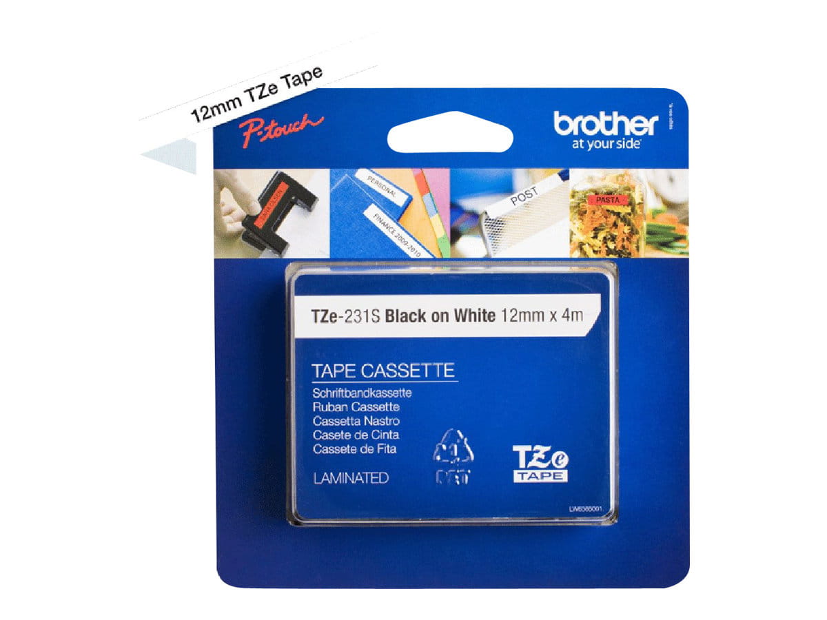Brother TZe-231S2 - Schwarz auf Weiß - Rolle (1,2 cm x 4 m)