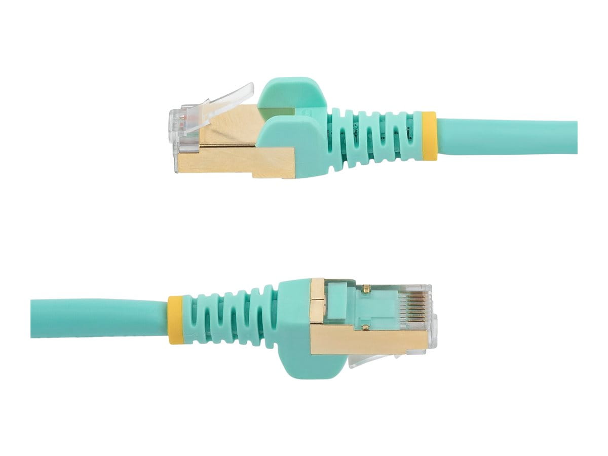StarTech.com 7m CAT6A Ethernet Cable, 10 Gigabit Shielded Snagless RJ45 100W PoE Patch Cord, CAT 6A 10GbE STP Network Cable w/Strain Relief, Aqua, UL Certified Wiring/TIA - Category 6A - 26AWG (6ASPAT7MAQ)