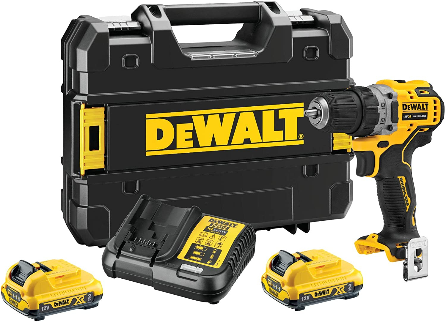 DEWALT DCD701D2-QW, Elektrischer Schraubendreher, Pistolengriff, Schwarz, Gelb, 1500 RPM, 425 RPM, 57,5 Nm