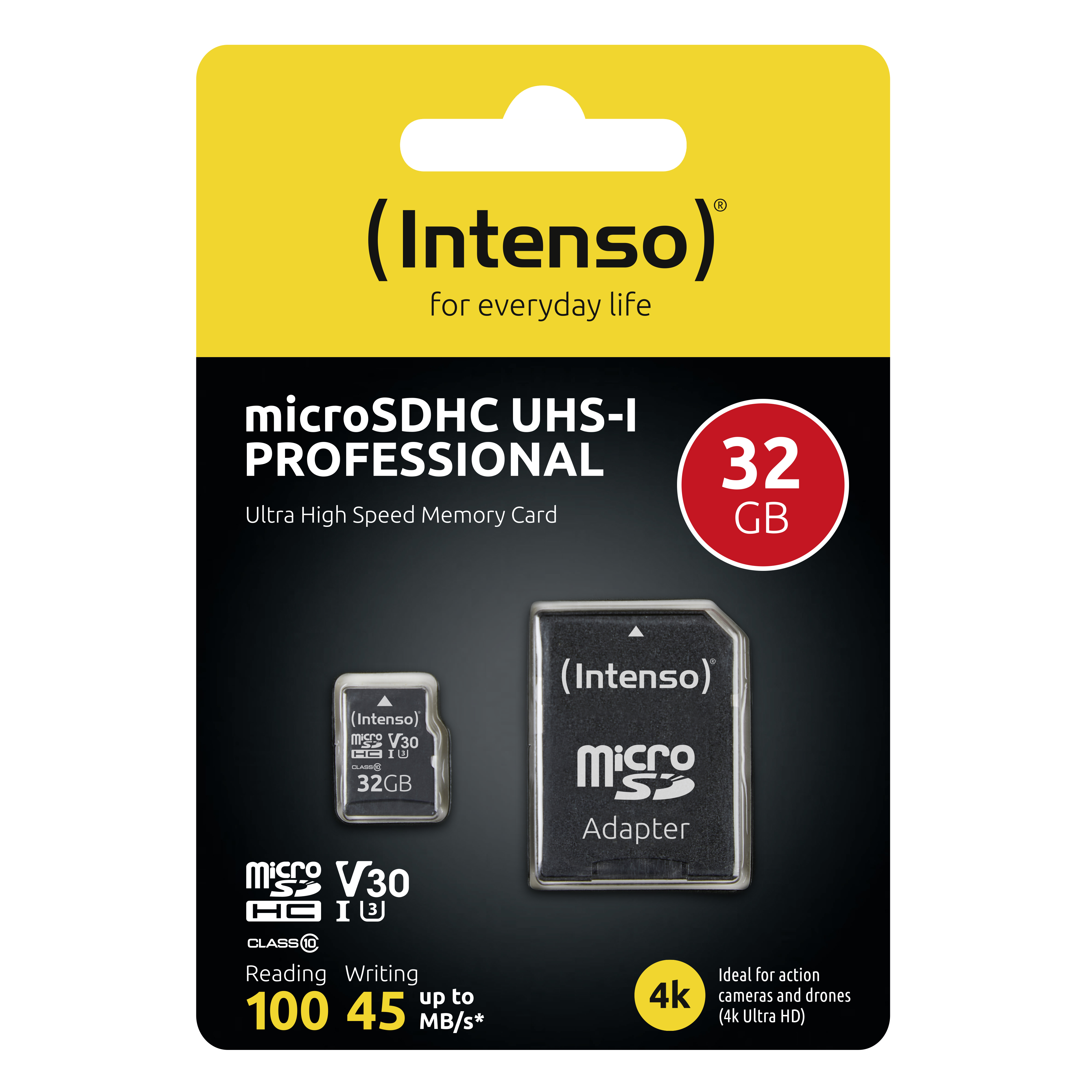 Intenso Flash-Speicherkarte (microSDHC/SD-Adapter inbegriffen)