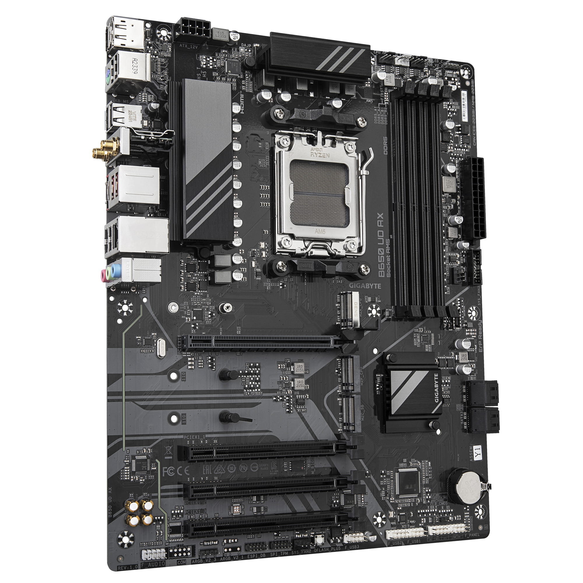 Gigabyte B650 UD AX - 1.0 - Motherboard - ATX - Socket AM5 - AMD B650 Chipsatz - USB-C 3.2 Gen 1, USB 3.2 Gen 2, USB 3.2 Gen 1 - Wi-Fi 6, Gigabit LAN, Bluetooth - Onboard-Grafik (CPU erforderlich)