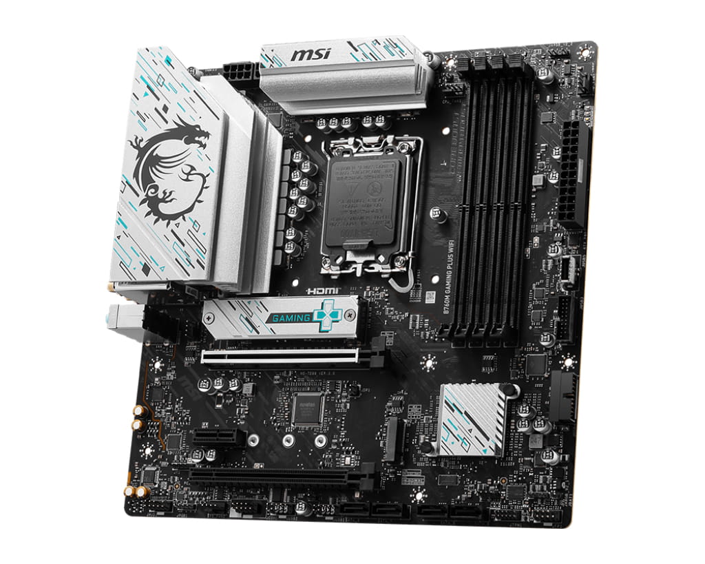 MSI B760M GAMING PLUS WIFI - Motherboard - micro ATX - LGA1700 Sockel - B760 Chipsatz - USB 3.2 Gen 1, USB 3.2 Gen 2, USB-C 3.2 Gen 1 - 2.5 Gigabit LAN, Wi-Fi 6E, Bluetooth - Onboard-Grafik (CPU erforderlich)