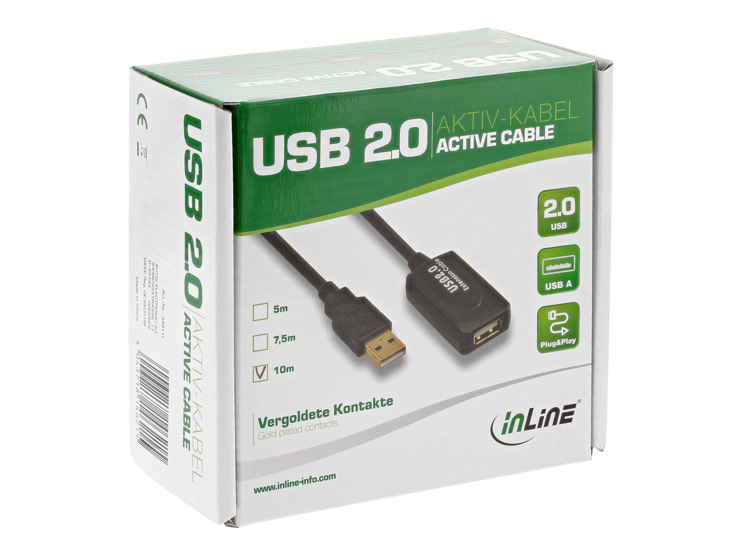 InLine USB 2.0 Aktiv-Verl. - mit Signalverstärkung "Repeater" - ST A / BU A - 5m