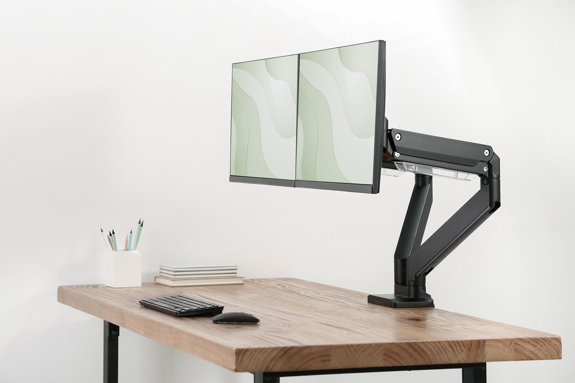 DIGITUS Dual Monitorhalter mit Gasdruckfeder und Klemmbefestigung