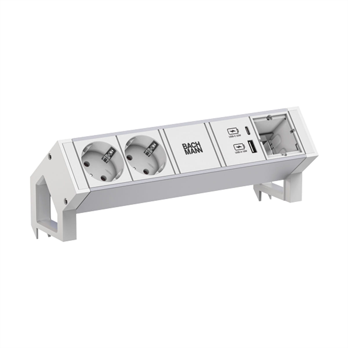 Bachmann DESK 2 ALU - Steckdosenleiste - ohne Gerätekabel - Eingabe, Eingang GST18 - Ausgangsanschlüsse: 2 (CEE 7/3, Typ F)