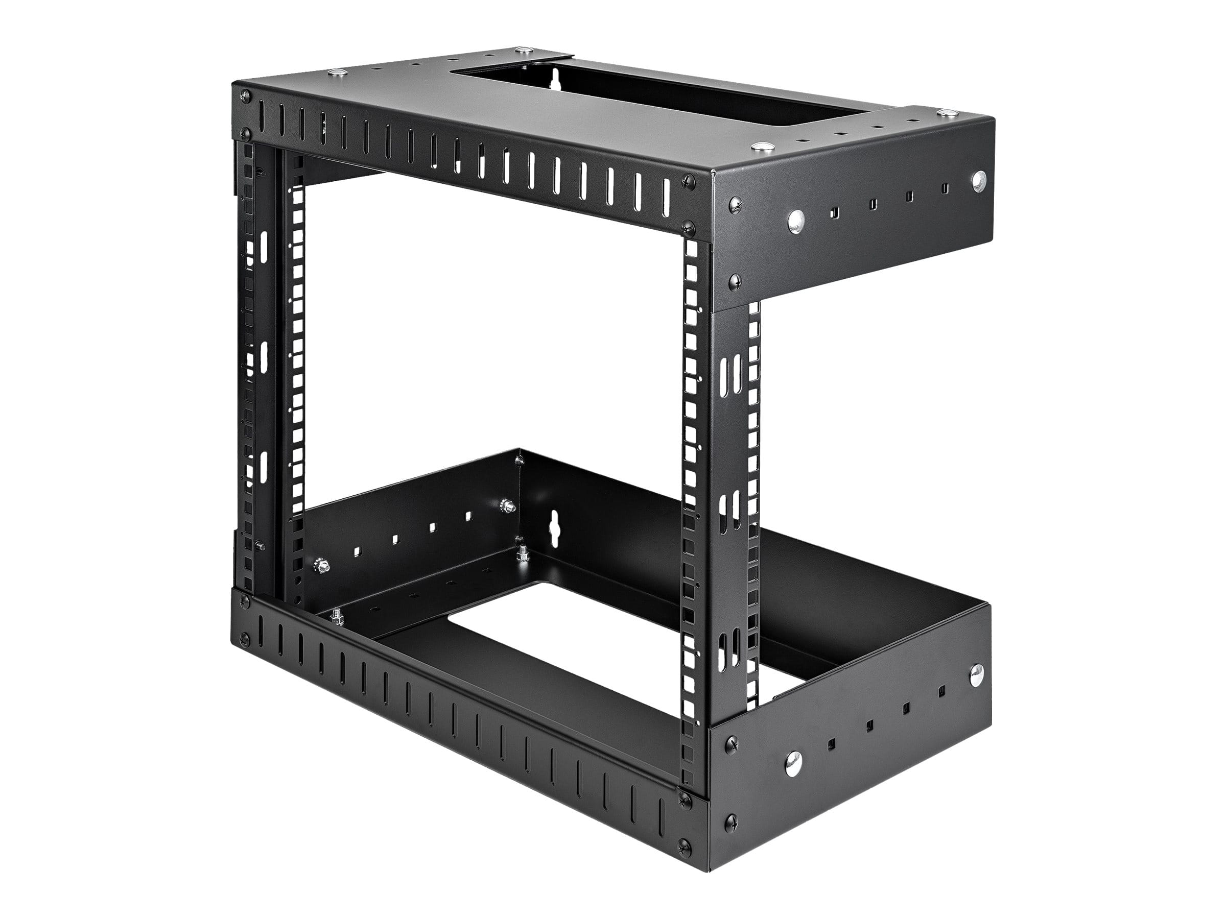 StarTech.com 8HE 19 Zoll Wand Netzwerk Rack - 2 Pfosten, offener Rahmen mit einstellbare Tiefe(30-50cm) Rack für AV/Daten/IT/Studio Geräete - inkl.Käfigmuttern und Schrauben (RK812WALLOA)