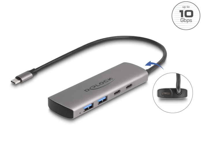 Delock Hub - 10 Gbps, with USB Type-C connector