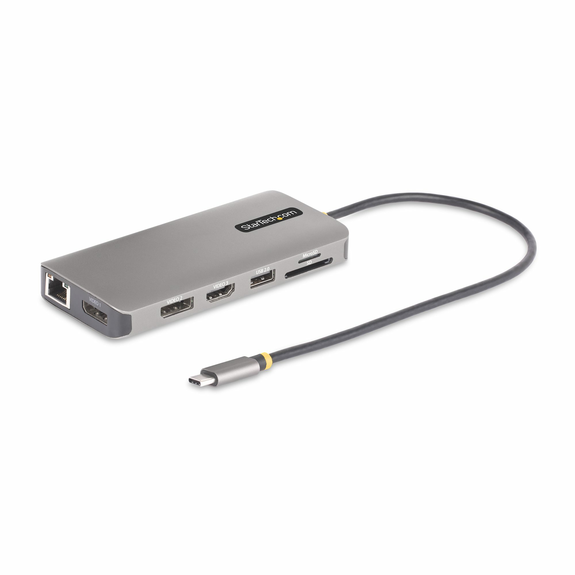 StarTech.com USB-C Triple-Monitor Multiport Adapter, HDMI/DP/Card Reader