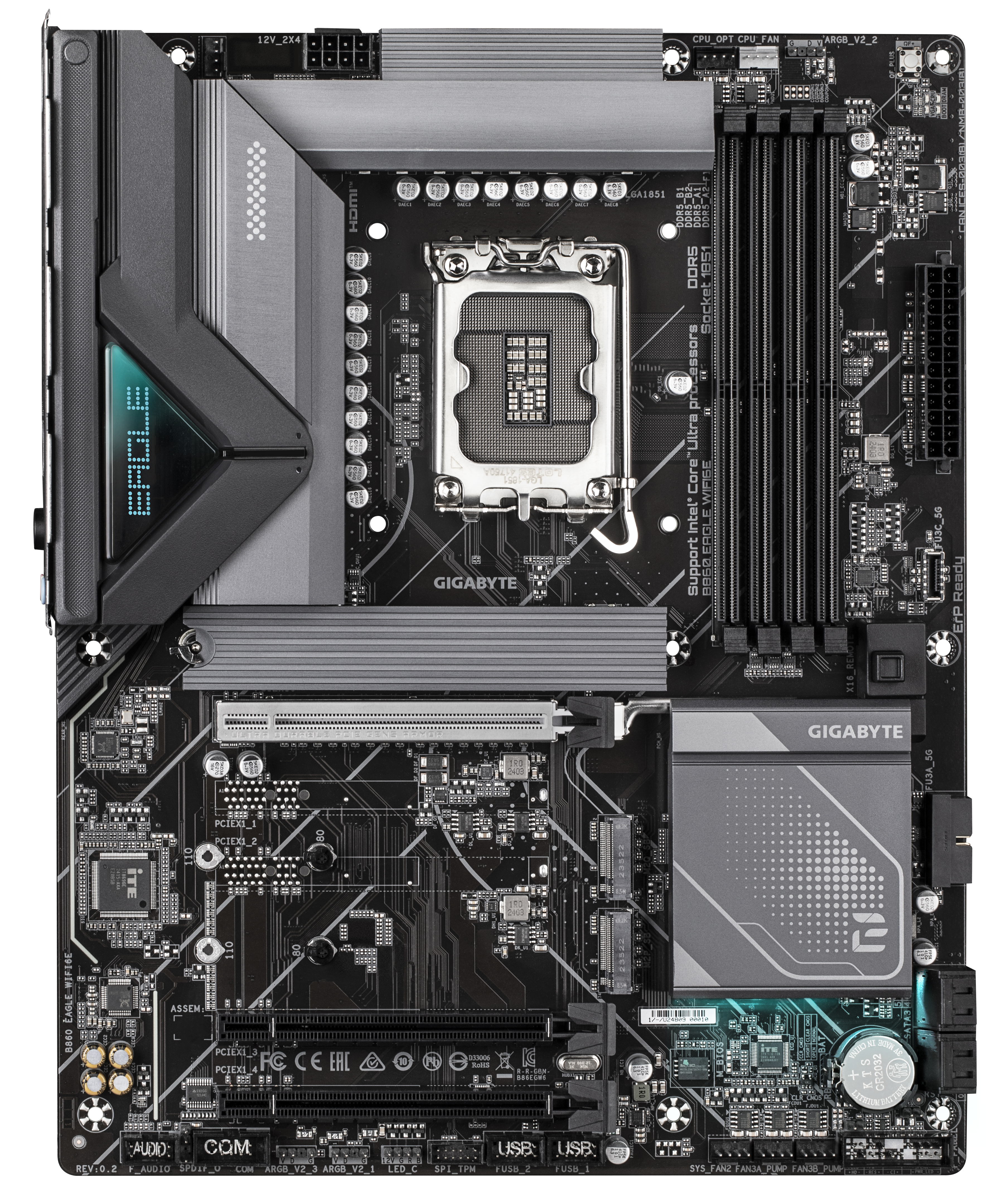 Gigabyte B860 EAGLE WIFI6E - Motherboard - ATX - LGA1851 Sockel - B860 Chipsatz - USB-C 3.2 Gen 2x2, USB-C 3.2 Gen 1, USB 3.2 Gen 2, USB 3.2 Gen 1 - 2.5 Gigabit LAN, Bluetooth, Wi-Fi 6E - Onboard-Grafik (CPU erforderlich)
