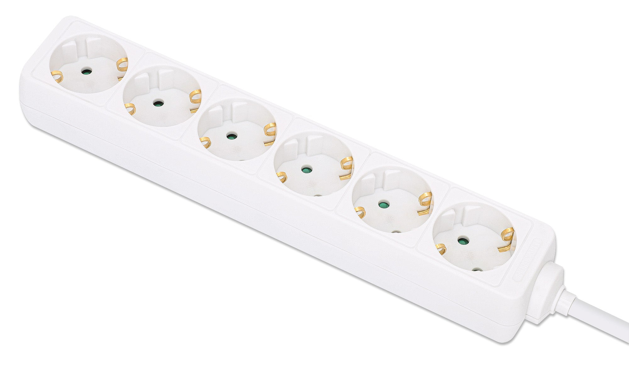 Manhattan Power Distribution Unit EU (2-pin), x6 gang/output, 2m cable, 16A, White, Extension Lead, PDU, Power Strip, Three Year Warranty - Steckdosenleiste - AC 220-250 V - 3680 Watt - Eingabe, Eingang Typ F - Ausgangsanschlüsse: 6 (Typ F)