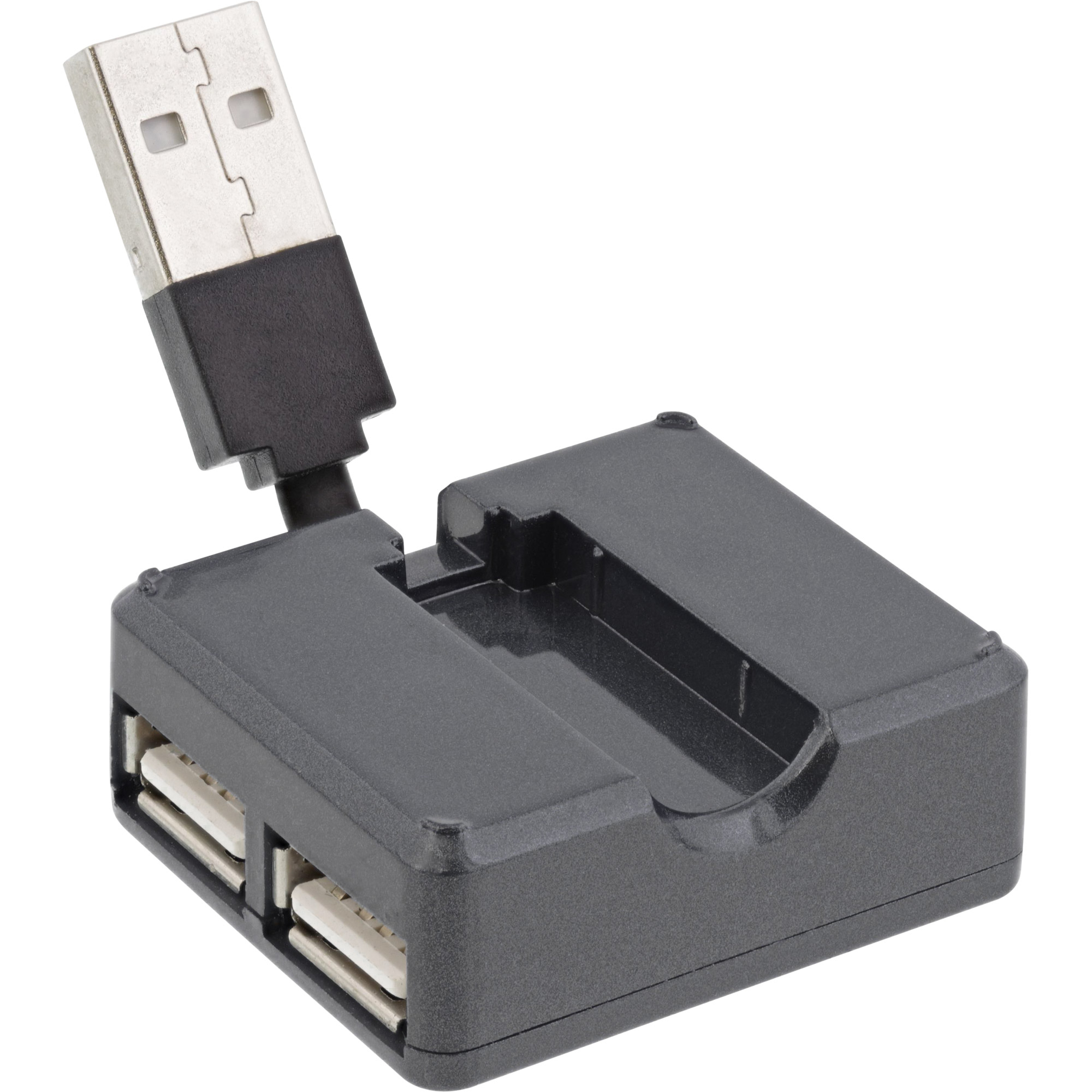 InLine USB 2.0 4-Port Hub - USB-A Stecker auf 4x USB-A Buchse - Kabel 4cm