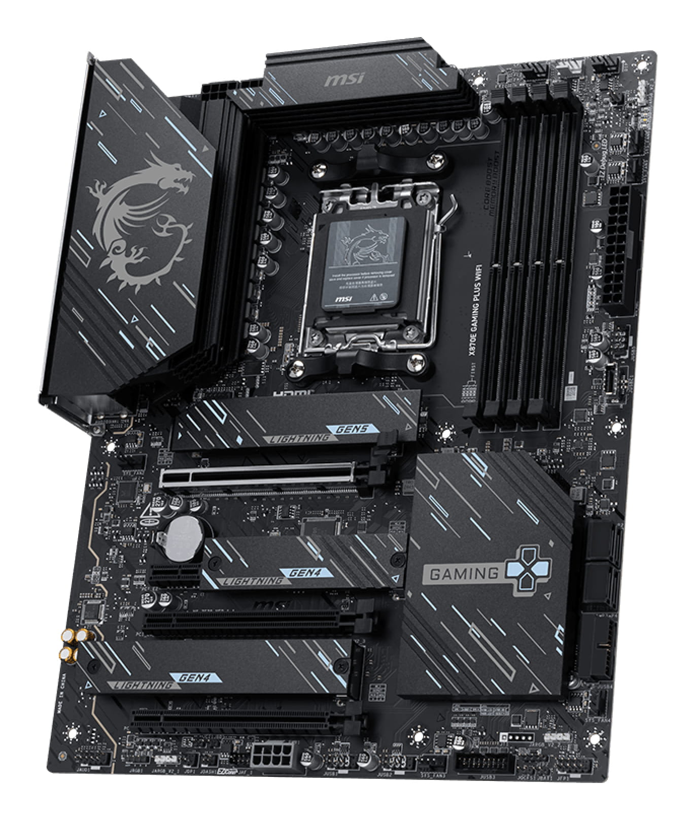 MSI X870E GAMING PLUS WIFI - Motherboard - ATX - Socket AM5 - AMD X870E Chipsatz - USB4, USB-C 3.2 Gen 2x2, USB-C 3.2 Gen2, USB 3.2 Gen 2, USB 3.2 Gen 1 - Wi-Fi 7, 5 Gigabit Ethernet, Bluetooth - Onboard-Grafik (CPU erforderlich)