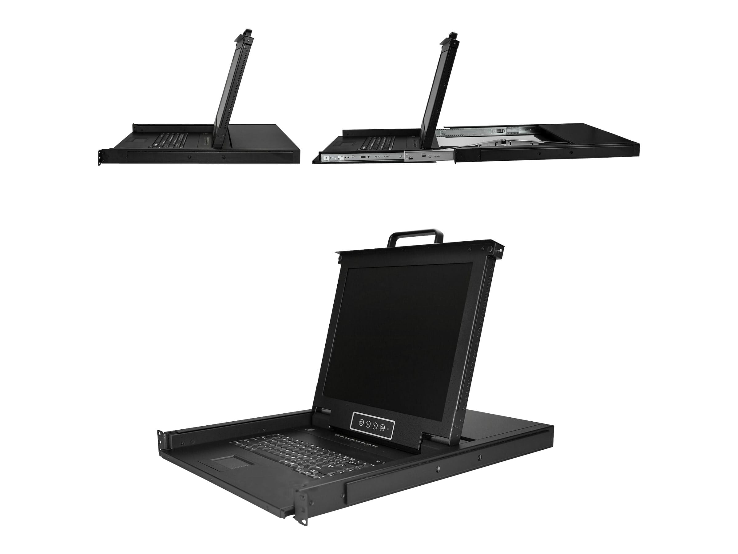 StarTech.com 8 Port Rack KVM Konsole mit 1,8 m Kabeln - US Tastatur(QWERTY), Integrierter KVM Switch mit 17" LCD Monitor - 1HE LCD KVM Konsole - OSD KVM - 50.000 MTBF - USB + VGA(RKCONS1708K) - KVM-Konsole mit KVM-Switch - 8 Anschlüsse - USB - 43.2 cm (