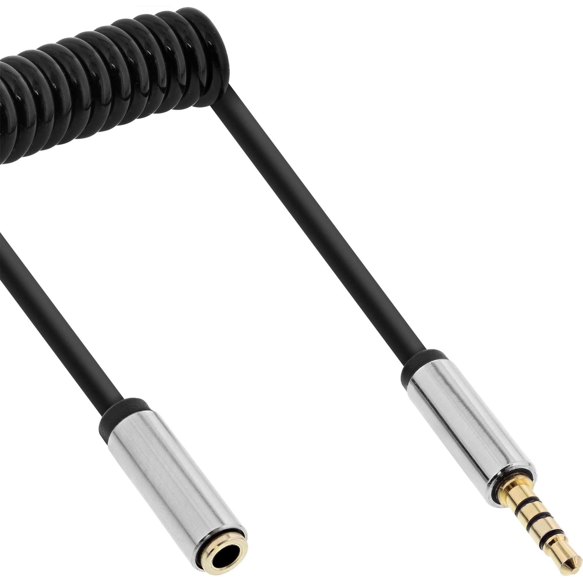 InLine Slim Audio Spiralkabel Klinke 3,5mm ST/BU - 4-polig - Stereo - 2m