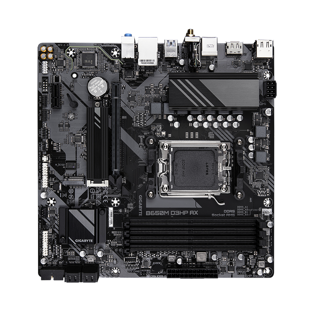 Gigabyte B650M D3HP AX - 1.0 - Motherboard - micro ATX - Socket AM5 - AMD B650 Chipsatz - USB 3.2 Gen 1, USB-C 3.2 Gen 1 - 2.5 Gigabit LAN, Wi-Fi 6E, Bluetooth - Onboard-Grafik (CPU erforderlich)