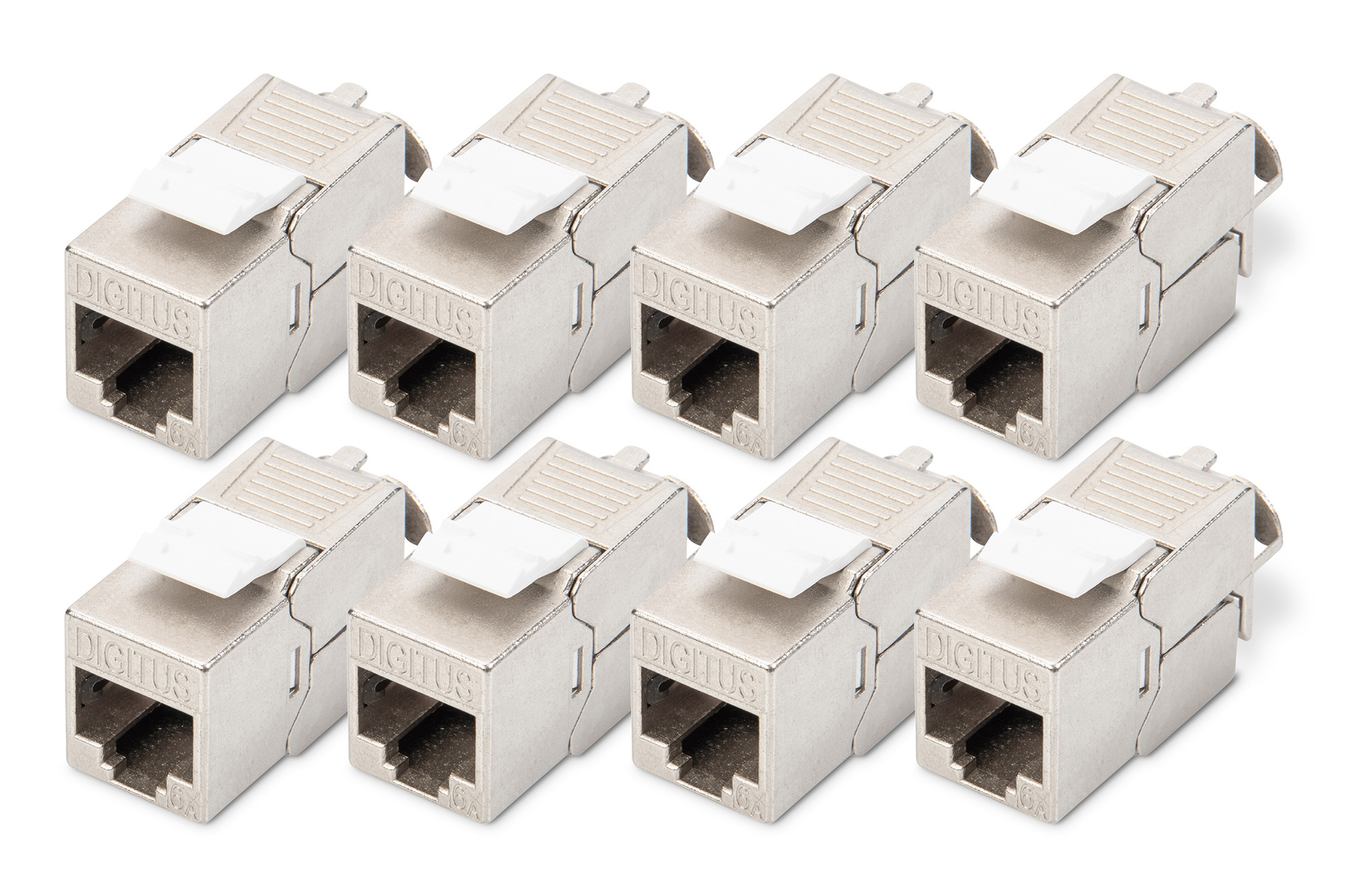 DIGITUS CAT 6A Keystone Modul, geschirmt, werkzeugfreier Montageanschluss - 8 Stk.