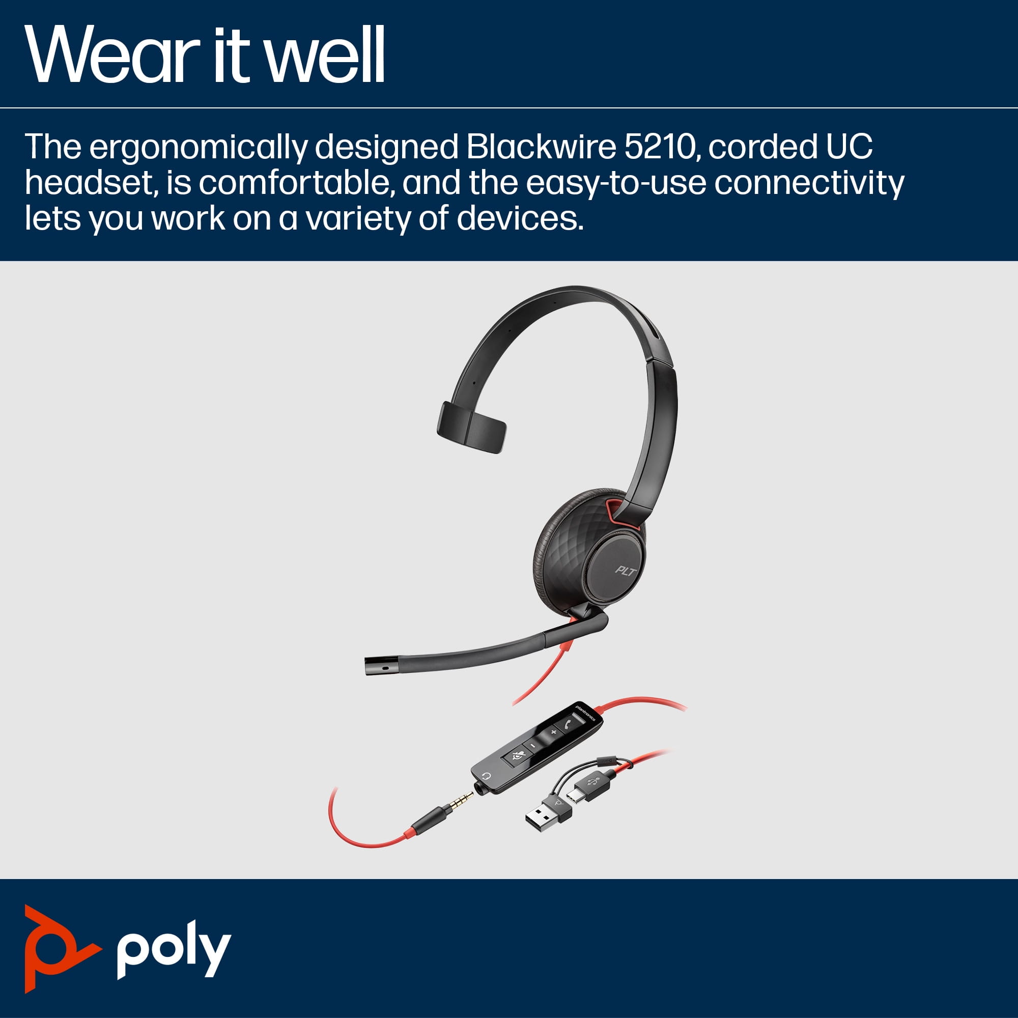 Poly Blackwire 5210 - Blackwire 5200 series - Headset Poly Blackwire 5210 - Blackwire 5200 series - Headset