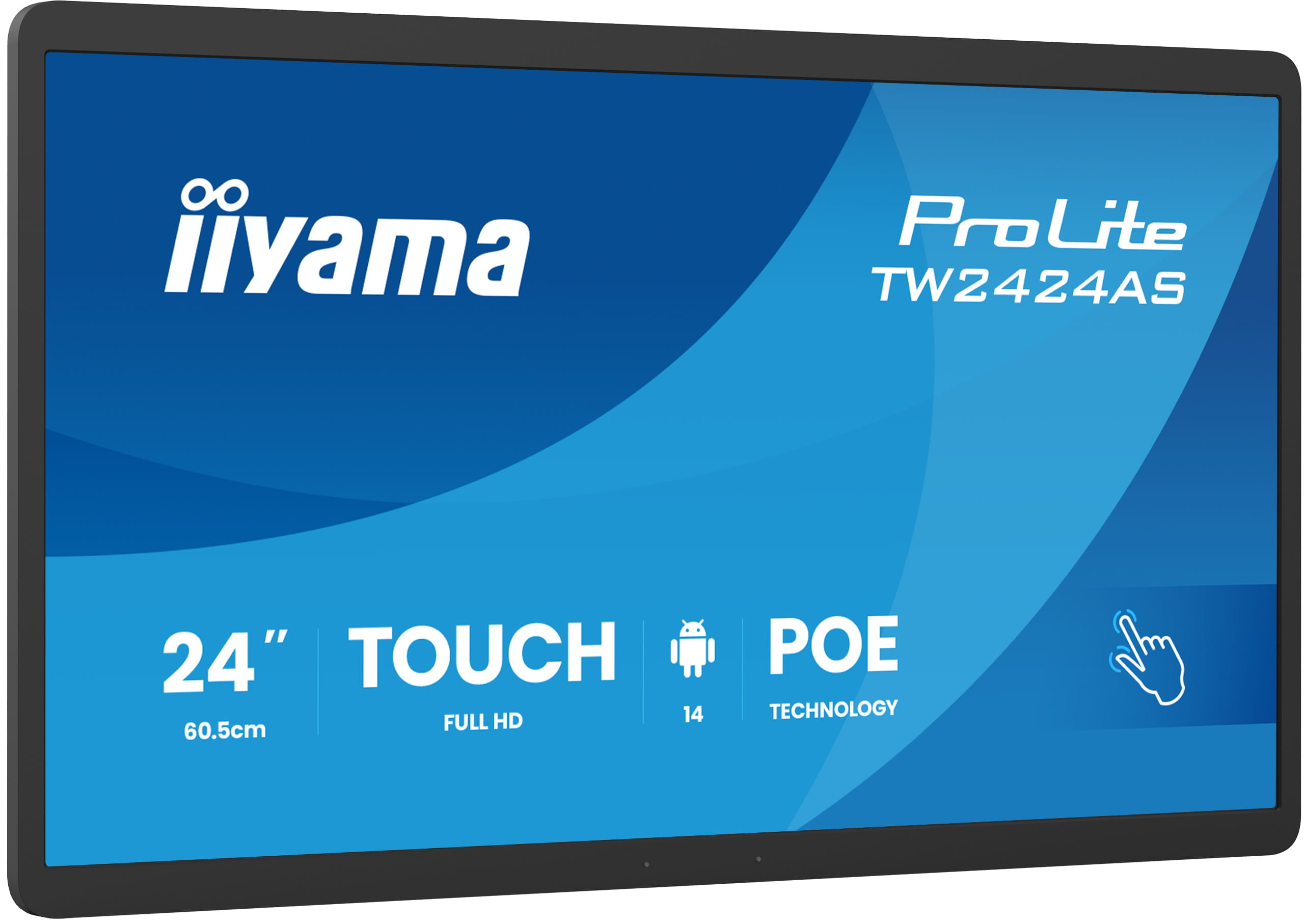 Iiyama ProLite TW2424AS-B3P - Android-PC - Touchscreen-PC - 1 RK3576 / 2.2 GHz - RAM 4 GB - SSD - eMMC 32 GB - Mali-G52 MC3 - 1GbE, Bluetooth 5.3, Wi-Fi 6 - WLAN: 802.11a/b/g/n/ac/ax, Bluetooth 5.3 - Android 14 GMS - Monitor: LED 60.5 cm (23.8")