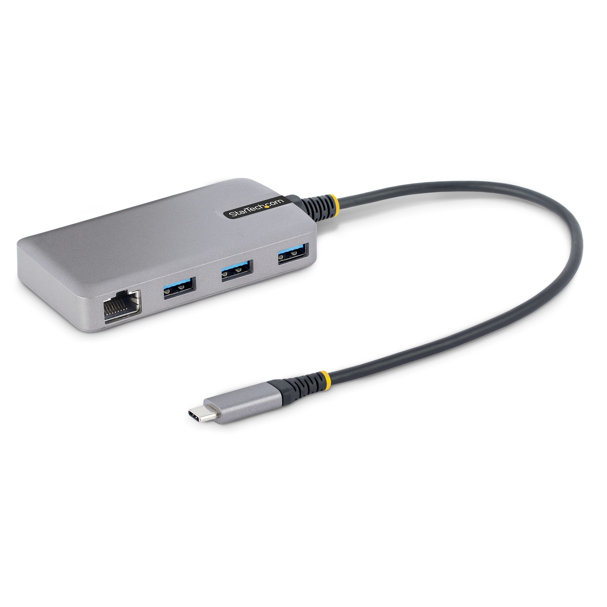 StarTech.com 3-Port USB-C Hub with Ethernet, 3x USB-A Ports, Gigabit Ethernet, USB 3.0 5Gbps, Bus-Powered, USB Type-C Hub w/GbE and 1ft/30cm Long Cable, Portable Laptop USB C Hub Adapter - USB Expansion Hub, RJ45 (5G3AGBB-USB-C-HUB)