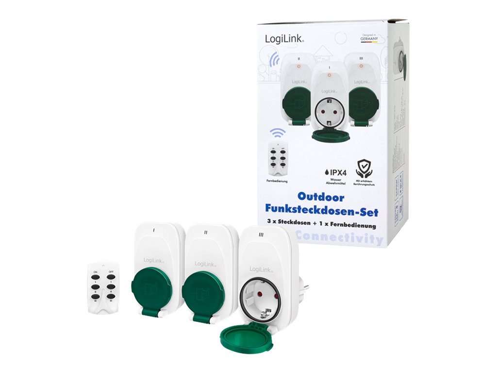LogiLink EC0008 - Smart-Stecker - kabellos - 433.92 MHz - weiß (Packung mit 3)