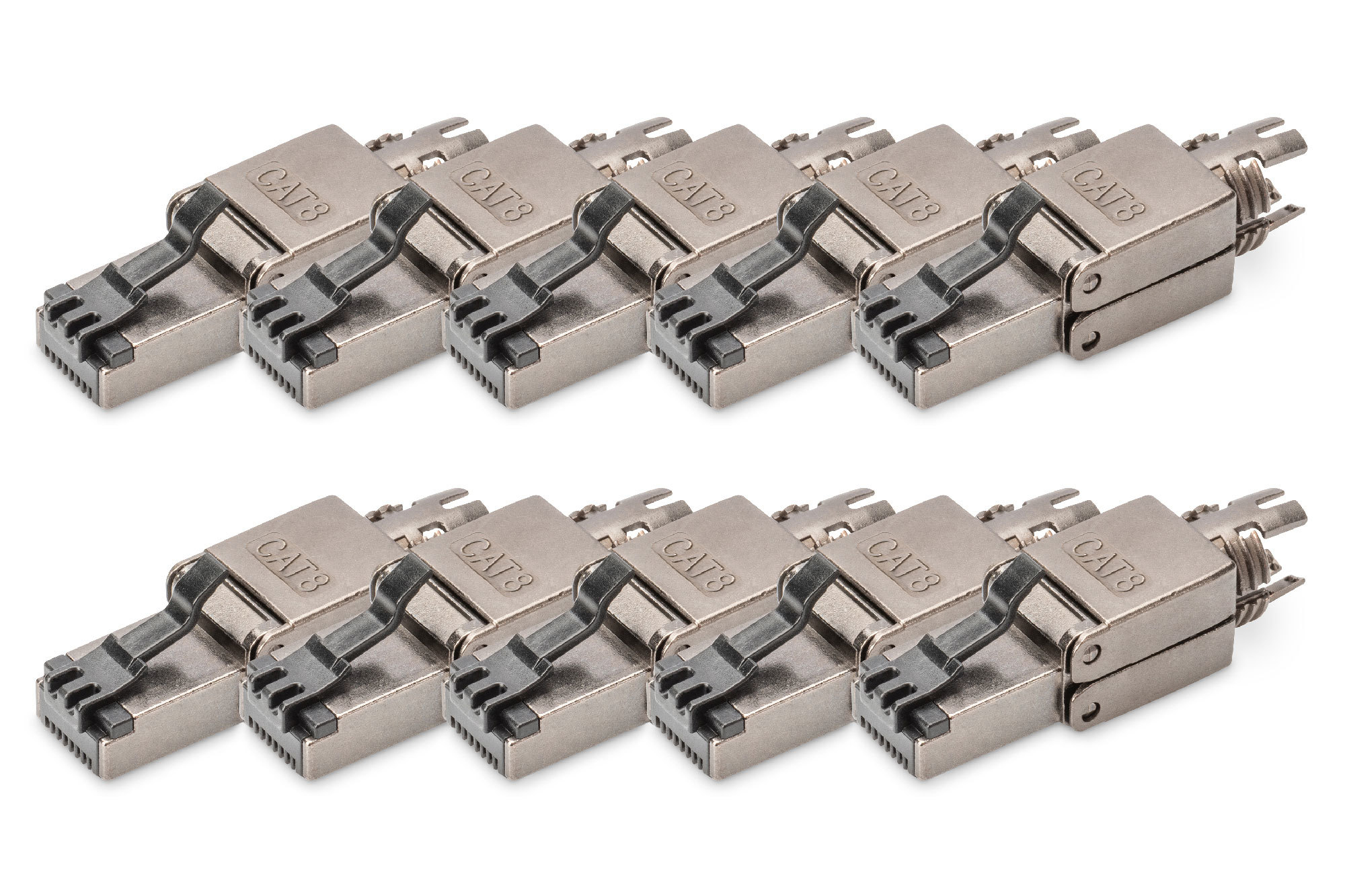 DIGITUS Netzwerkanschluss - RJ-45 (M) - STP - CAT 8.1 - IEEE 802.3af/IEEE 802.3at/IEEE 802.3bt - Schwarz (Packung mit 10)