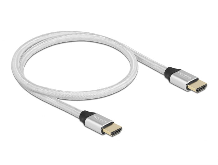 Delock Ultra High Speed - HDMI-Kabel - HDMI männlich zu HDMI männlich - 50 cm - Dreifachisolierung - Silber - hauchvergoldete Kontakte, unterstützt 8K 60 Hz (7680 x 4320)