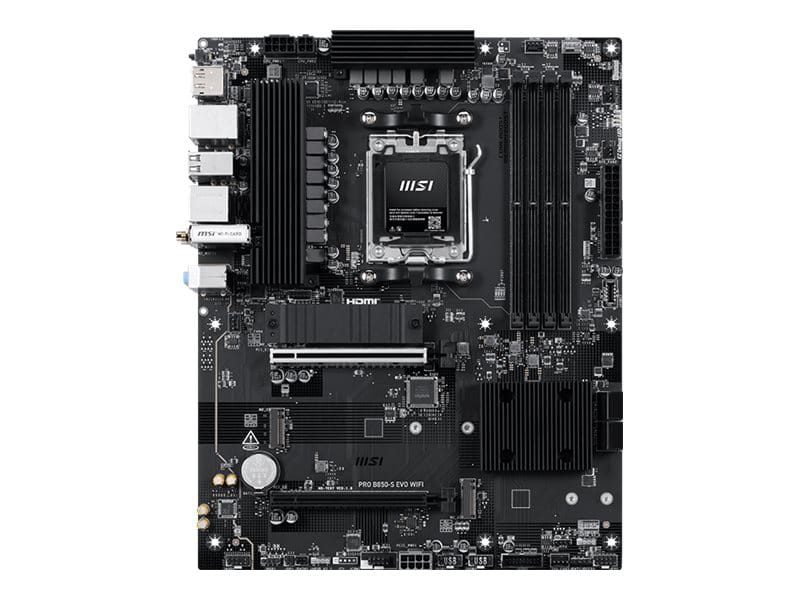 MSI PRO B850-S EVO WIFI - Motherboard - ATX - Socket AM5 - AMD B850 Chipsatz - USB-C 3.2 Gen2, USB 3.2 Gen 1, USB 3.2 Gen 2 - 5 Gigabit Ethernet, Wi-Fi 7, Bluetooth - Onboard-Grafik (CPU erforderlich)