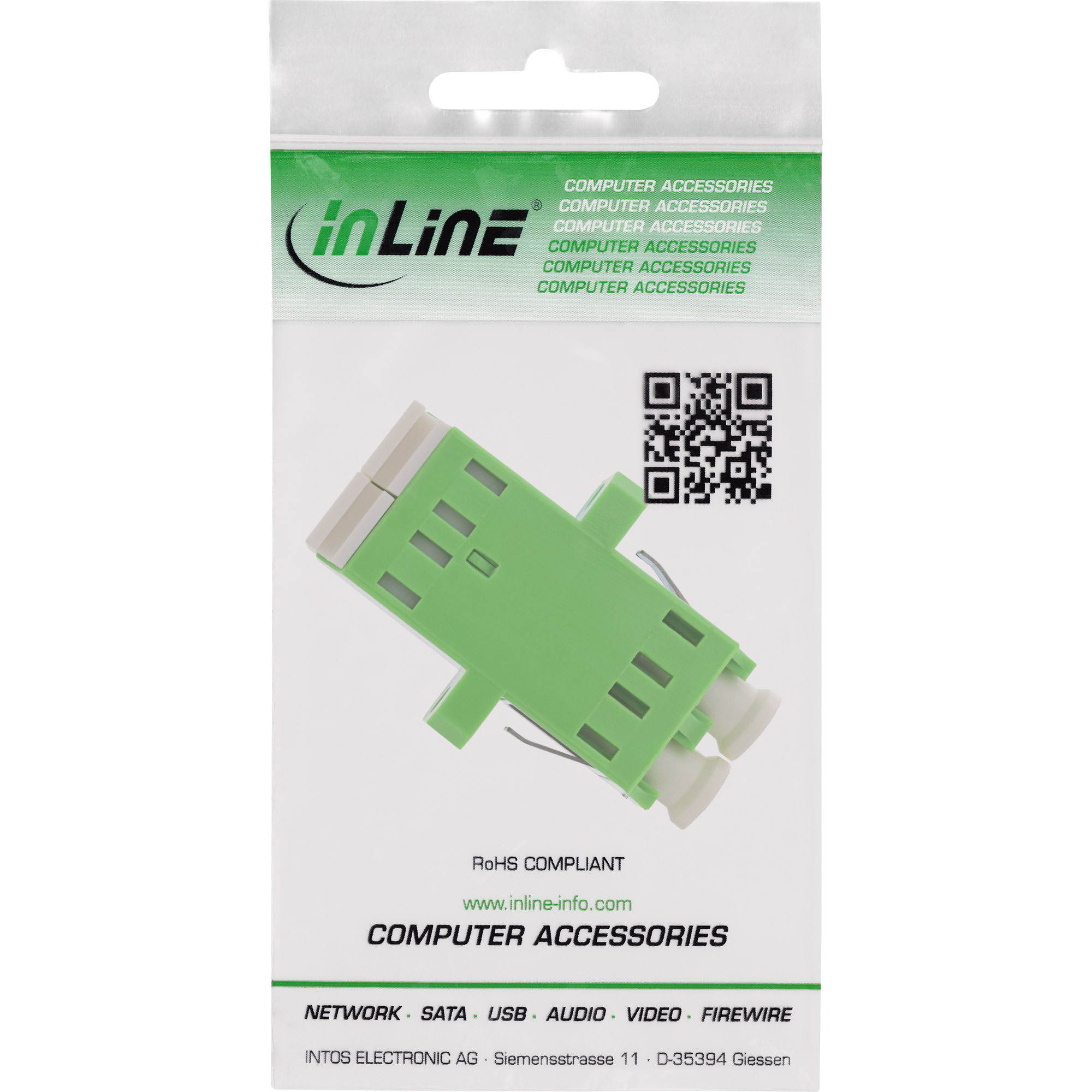 InLine LWL Kupplung - Duplex LC/LC - singlemode - grün - Keramik-Hülse - zum Einbau